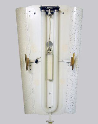Mid Century Perforated Metal Backlit Mirror By Ernest Igl For Hillebrand Lighting, 1950s photo vinterior