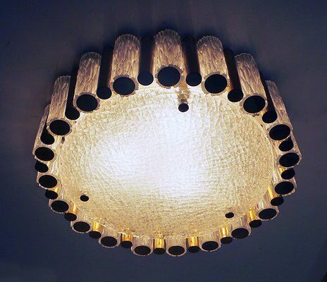 Mid Century German Murano Glass And Brass Ceiling Lamp From Kaiser Idell / Kaiser Leuchten, 1960s photo furniture