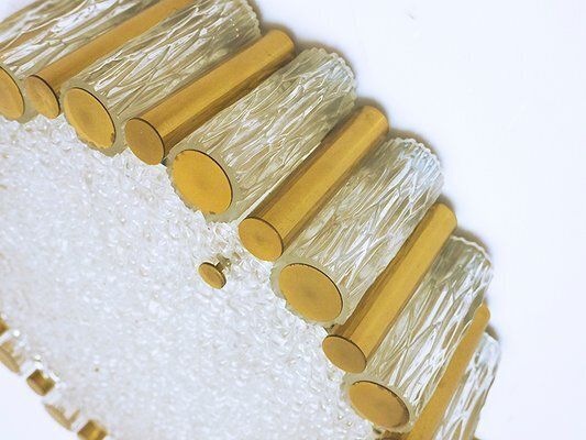 Mid Century German Murano Glass And Brass Ceiling Lamp From Kaiser Idell / Kaiser Leuchten, 1960s photo Lighting