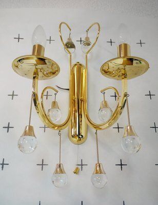 Italian Crystal And Gilded Brass Sconces By Gaetano Sciolari For Sciolari, 1960s, Set Of 2 photo furniture
