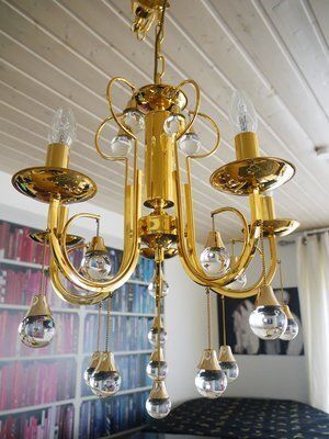 Italian Crystal And Brass Chandelier By Gaetano Sciolari For Sciolari, 1960s photo furniture