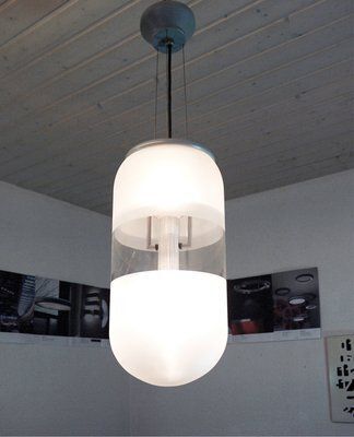 Space Age Italian Murano Glass And Metal Capsule Pendant Lamp, 1980s photo furniture