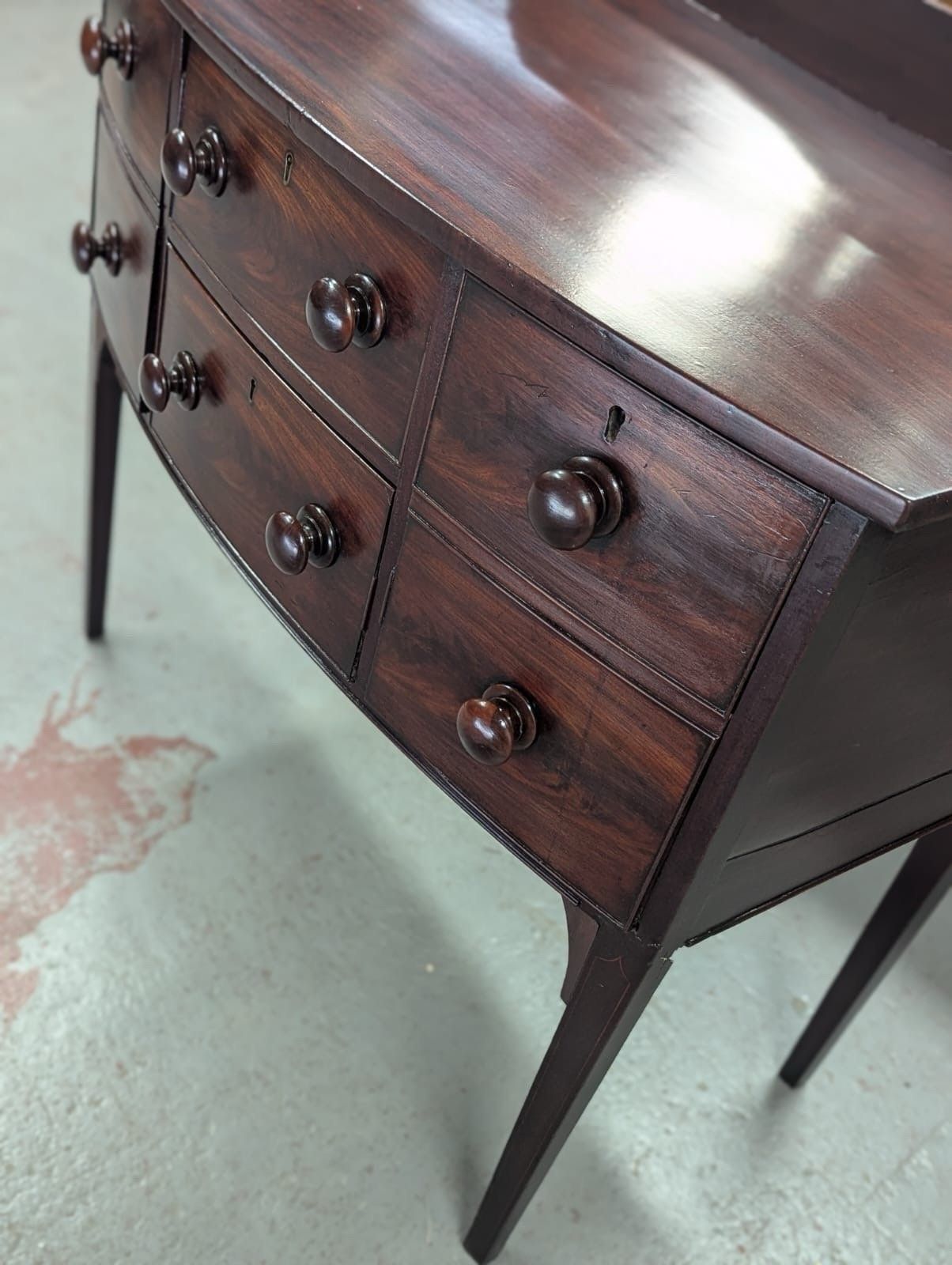 Victorian Solid Mahogany Bow Fronted Chest Of Drawers On Legs photo 215.0
