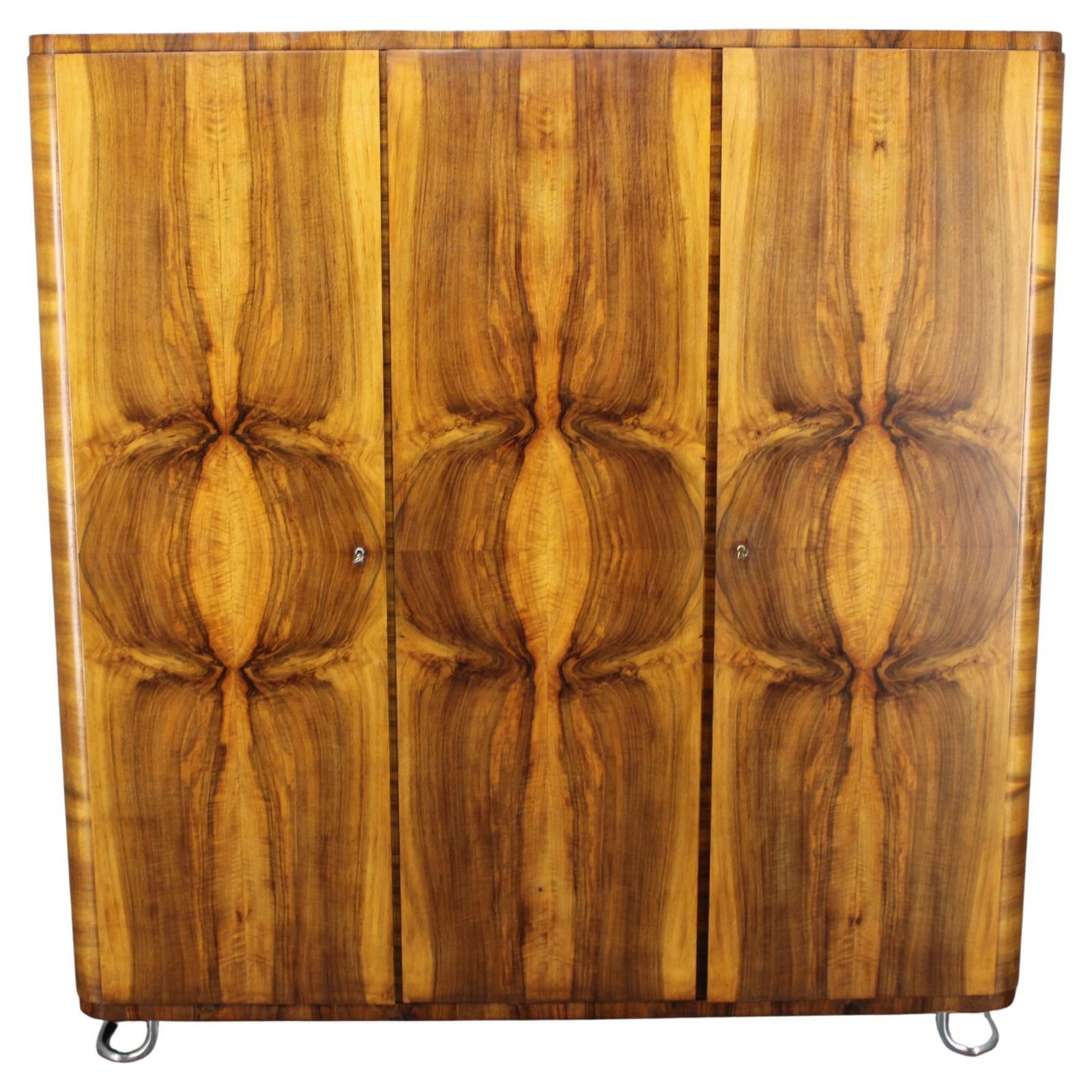 1930s Bauhaus Wardrobe By Vichr & Spol In Walnut Finish, Czechoslovakia