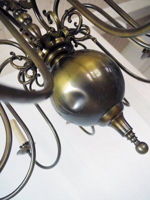 Large Renaissance Style Flemish Brass Chandelier, 1950s photo 1620.0