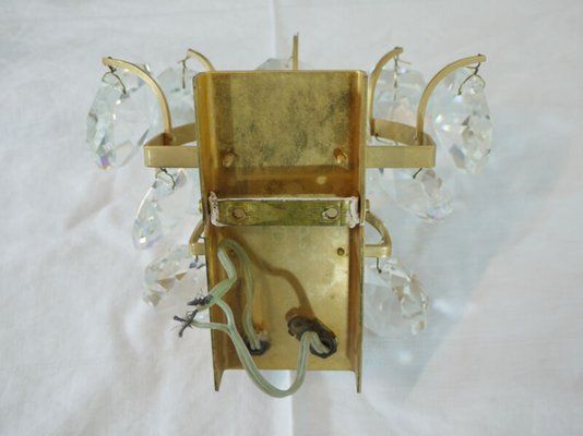 German Crystal And Brass Sconces By Christoph Palme, 1960s, Set Of 2 photo vintage