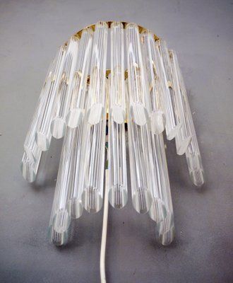 Italian Murano Glass And Gilt Brass Sconce By Paolo Venini For Camer, 1960s photo for sale