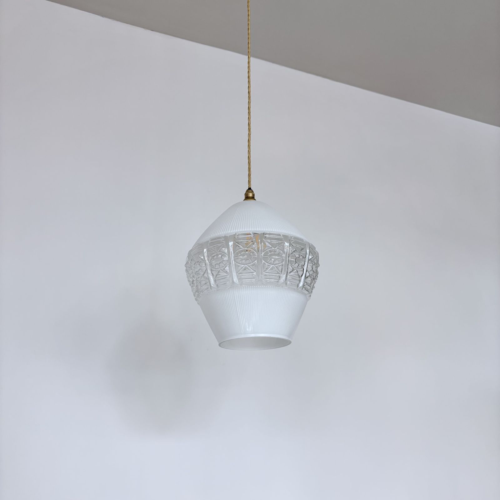 Pair Of Mid Century Decorative White Glass Shades photo Lighting