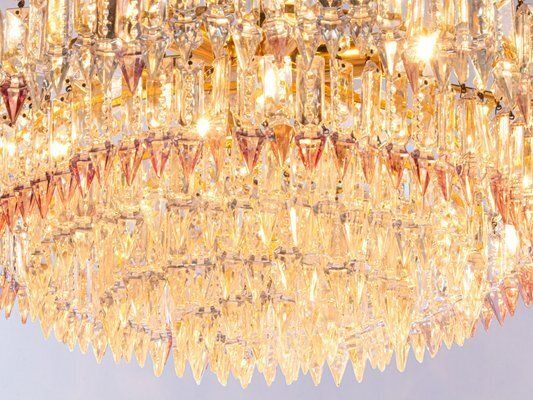 Swarovski Crystal & Brass Chandelier Attributed To Palwa, Germany, 1960s photo Lighting