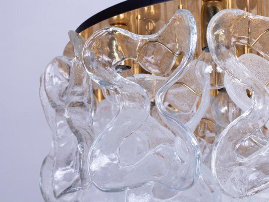 Murano Glass & Brass Flush Mount By J. T. Kalmar For Kalmar, 1960s photo for sale