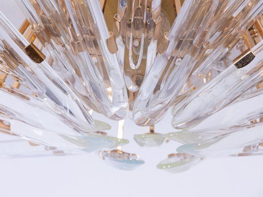Sunburst Flush Mount In Crystal And Gilt Brass Attributed To Oscar Torlasco For Stilkronen, 1970s photo 3292.0