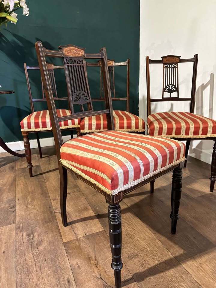 Set Of Four Late Victorian Mahogany Dining Chairs photo Furniture
