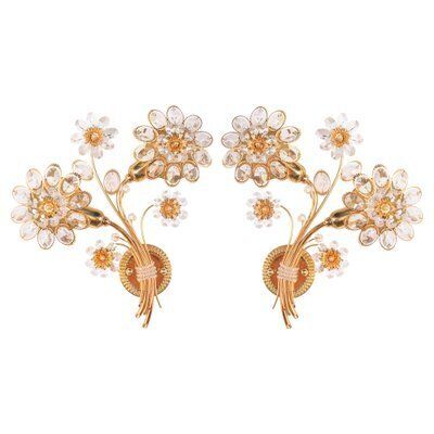 Swarovski Crystal & Gilt Brass Wall Sconce From Palwa, 1960s, Set Of 2