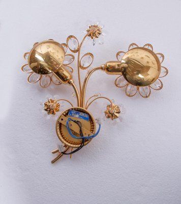 Swarovski Crystal & Gilt Brass Wall Sconce From Palwa, 1960s, Set Of 2 photo buy