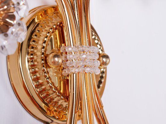 Swarovski Crystal & Gilt Brass Wall Sconce From Palwa, 1960s, Set Of 2 photo buy