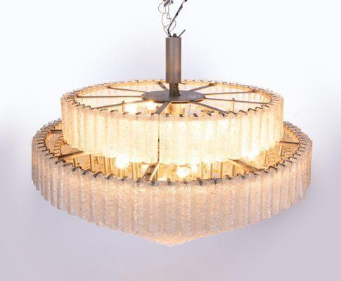 photo for sale Large Murano Glass Tubes Ballroom Chandelier From Doria, 1960s