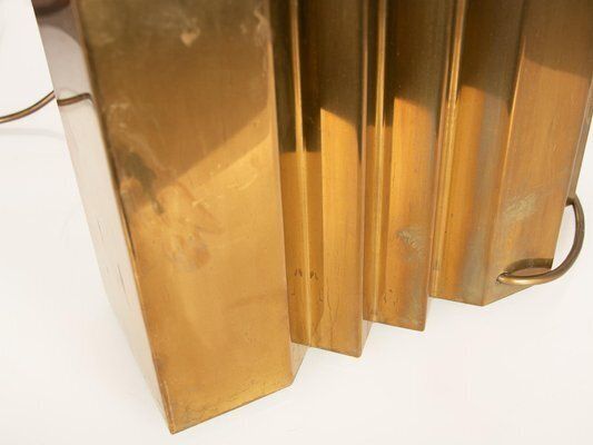 Lighting Large Brass Table Lamp By G. Autier, France, 1970s photo