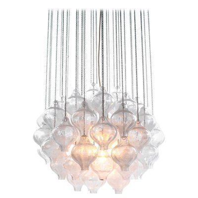Austrian Tulipan Chandelier Or Pendant Light In Blown Glass From Kalmar, 1960s