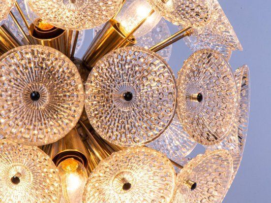 Modernist Glass And Chrome 10 Light Dandelion Sputnik Chandelier, 1960s photo Lighting