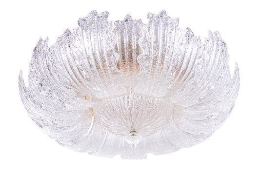 Rugiada Flush Mount Chandelier In Murano Glass And Brass From Barovier & Toso, Italy, 1970s photo furniture