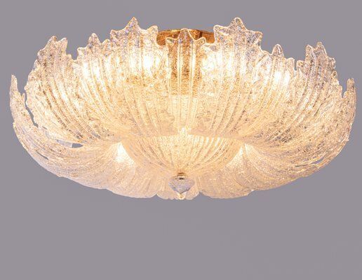 Rugiada Flush Mount Chandelier In Murano Glass And Brass From Barovier & Toso, Italy, 1970s photo 5936.0