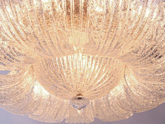 photo for sale Rugiada Flush Mount Chandelier In Murano Glass And Brass From Barovier & Toso, Italy, 1970s