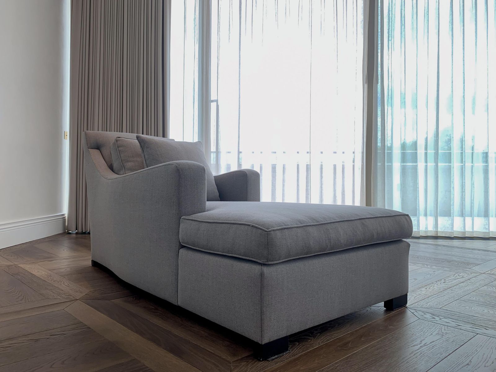 Vintage Grey Wool Chaise Longue, Bond Street By Donghia photo for sale