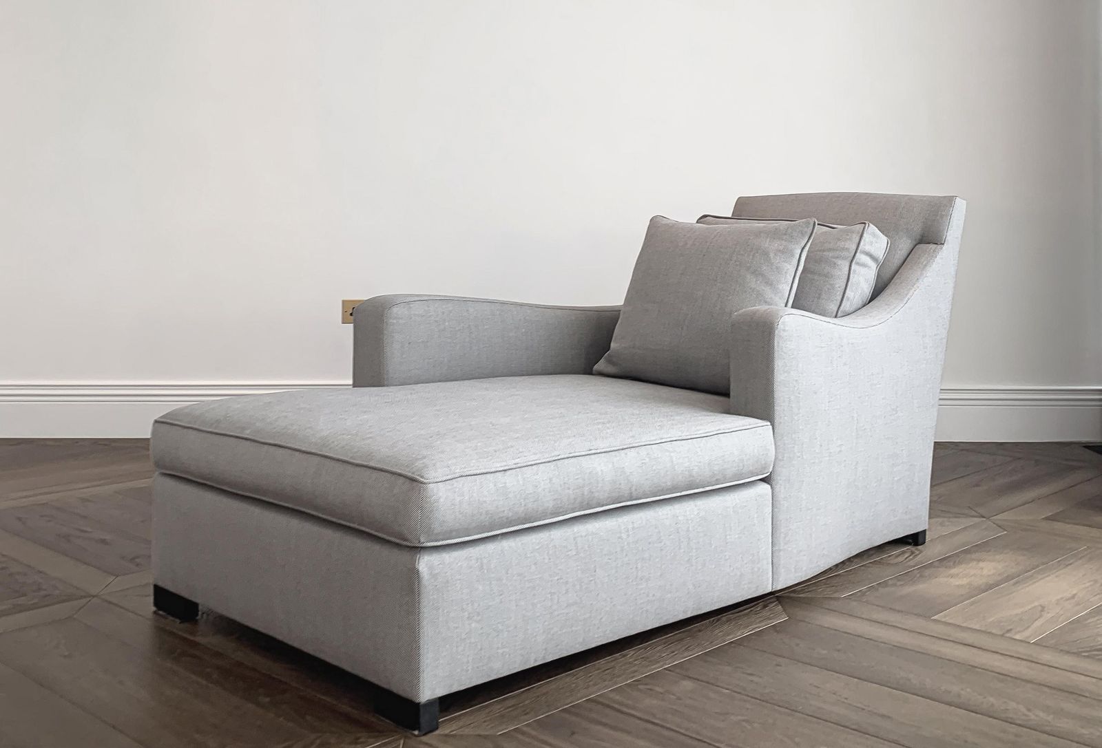photo furniture Vintage Grey Wool Chaise Longue, Bond Street By Donghia