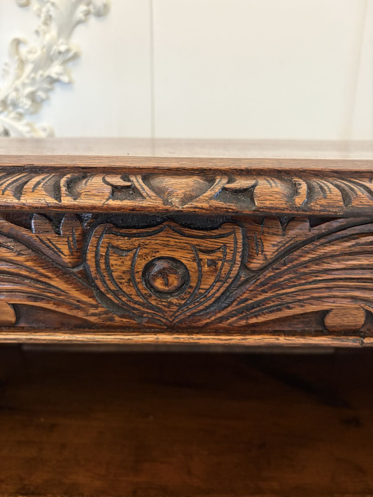 Antique 19th Century Carved Oak Open Bookcase photo furniture