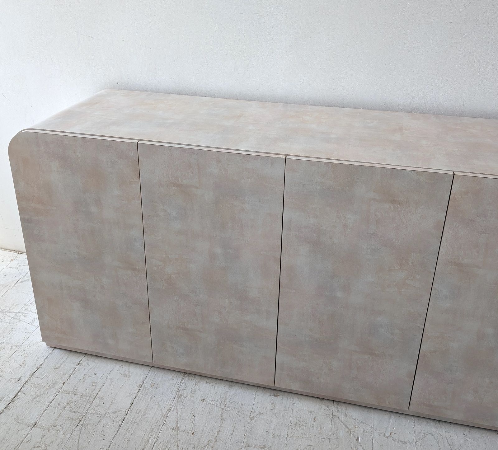Post Modern Vintage Pastel Pink Blue Peach Laminate Waterfall Sideboard USA 1980s photo buy