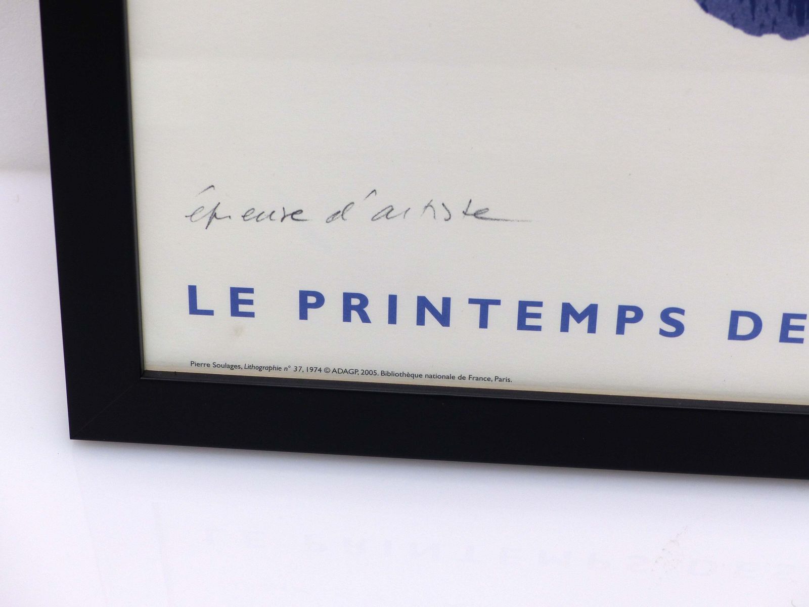 Framed Poster "The Spring Of Poets", Pierre Soulages, Lithograph For Gallimard, 2005 photo furniture