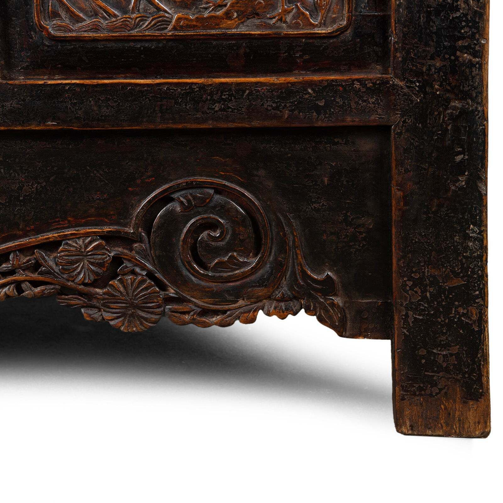 Furniture Antique Carved Chinese Cabinet From Shanxi  19th Century photo