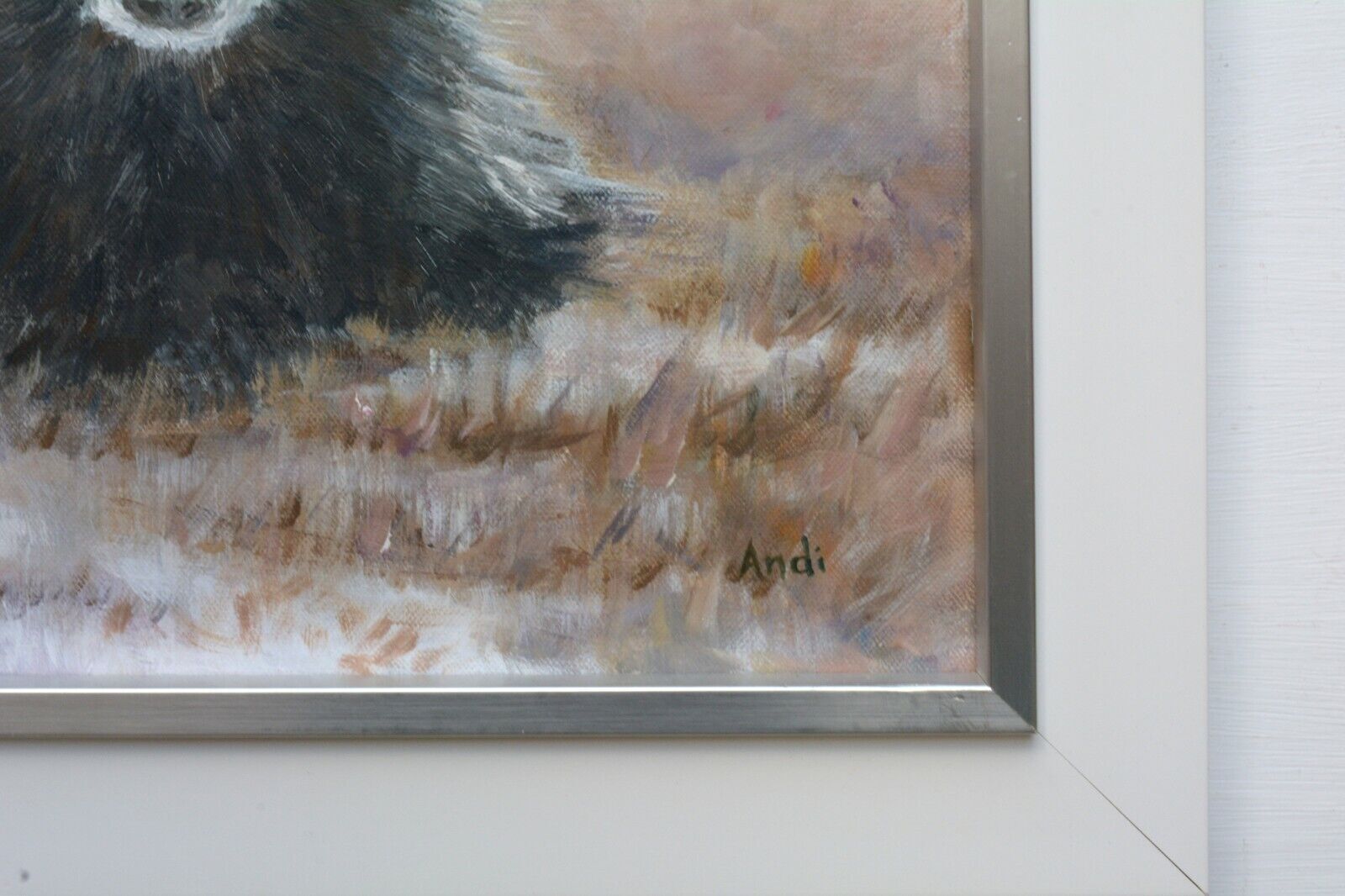 Badger Cub Original Oil Painting Signed Framed Wildlife Art Andi J Lucas photo vinterior