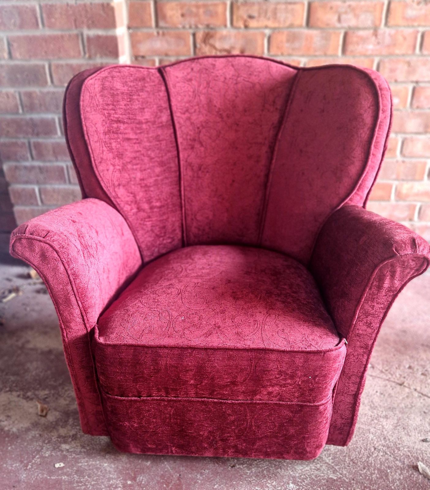Vintage Mid Century Armchair In Rich Burgundy Fabric