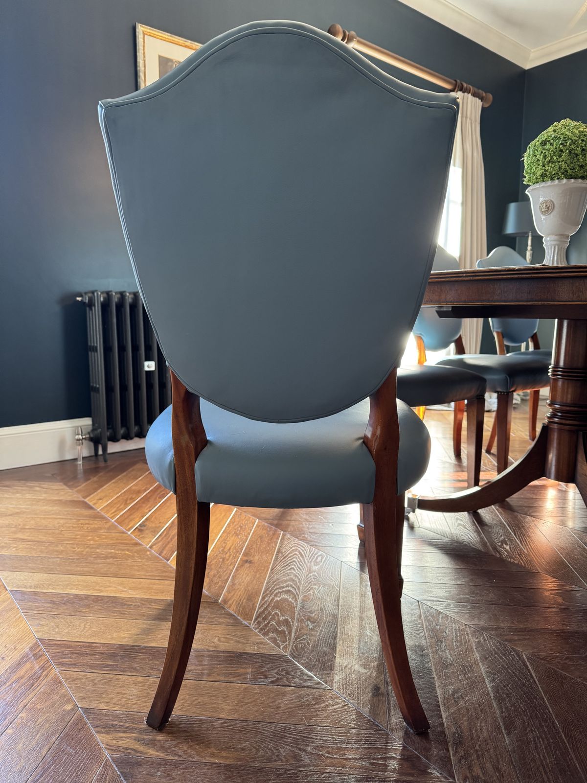 Iain James Dining Table & 8 Chairs In Blue/Grey Leather. + Removable Extension photo 1850.0