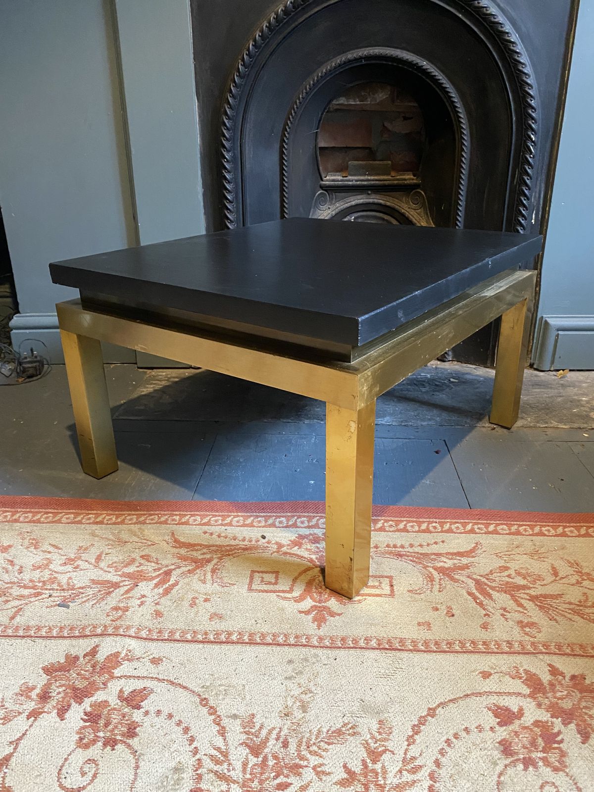 695.0 Pair Of French Mid Century Brass Side Tables photo