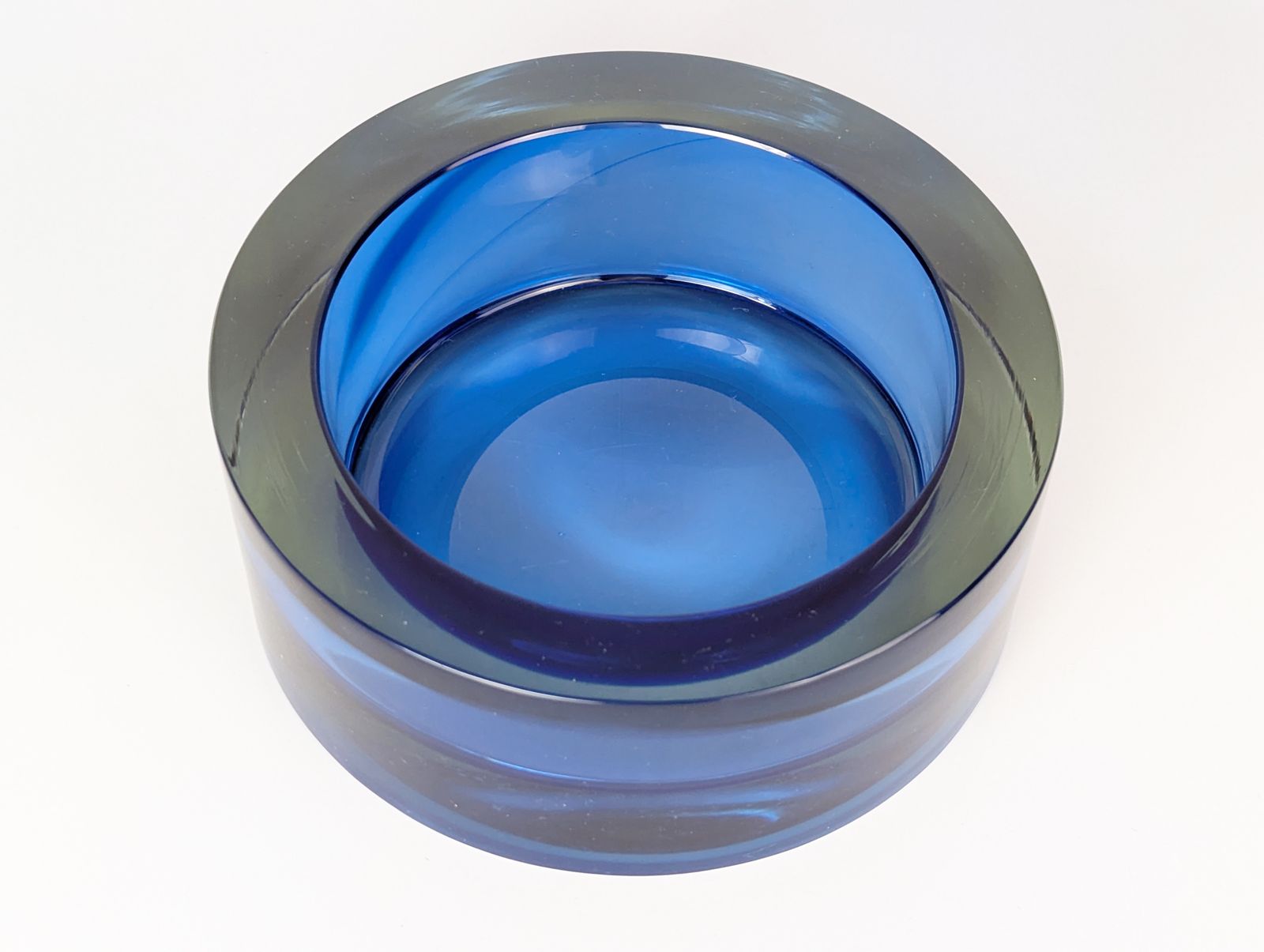 Murano Blue & Clear Sommerso Glass Centerpiece By Seguso photo 760.0