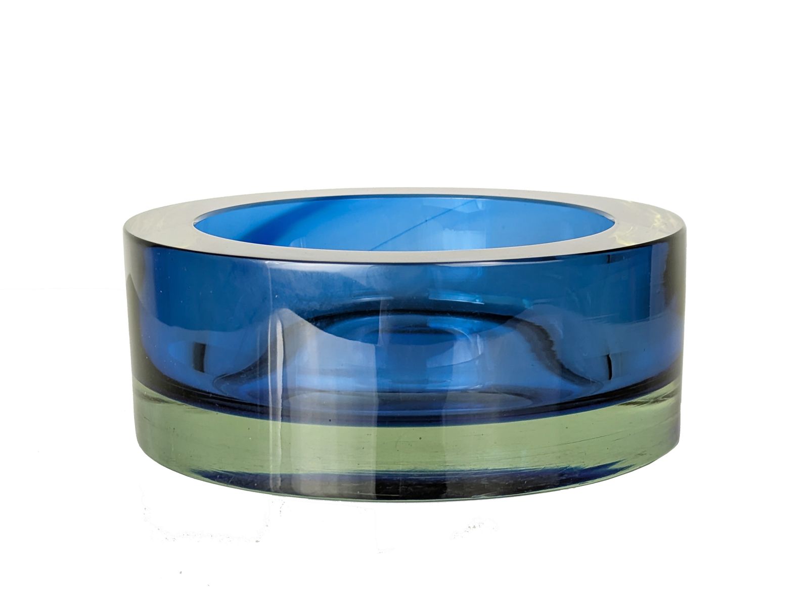 Murano Blue & Clear Sommerso Glass Centerpiece By Seguso