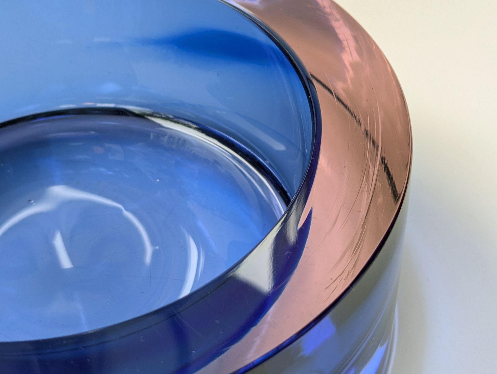 photo for sale Murano Blue & Clear Sommerso Glass Centerpiece By Seguso