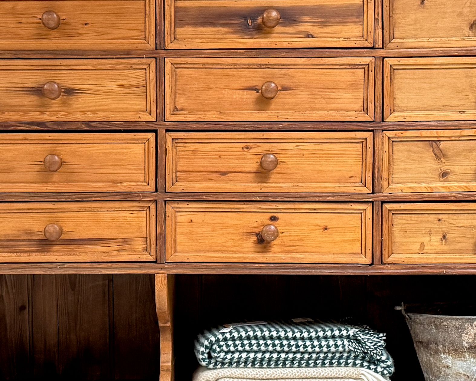 Large Antique Dutch Pine Haberdashery Bank Of Drawers Shelves photo Furniture