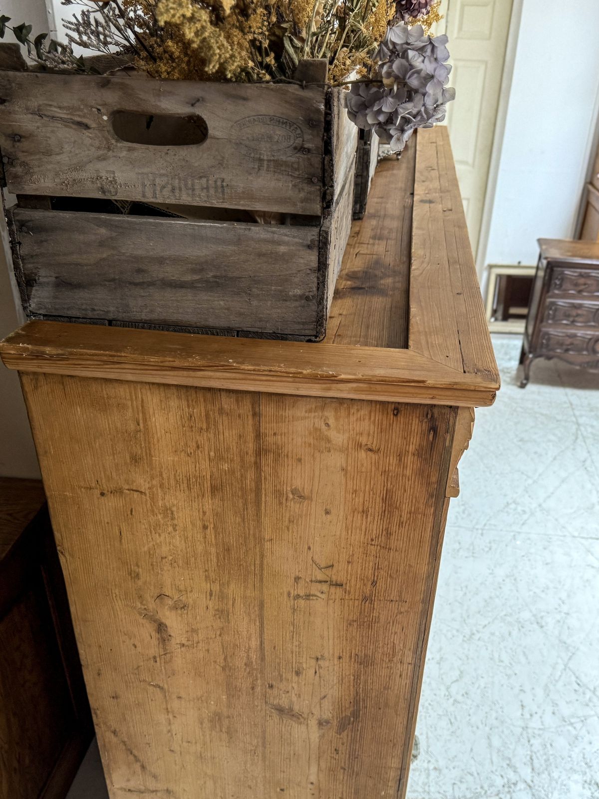 Large Antique Dutch Pine Haberdashery Bank Of Drawers Shelves photo 2500.0
