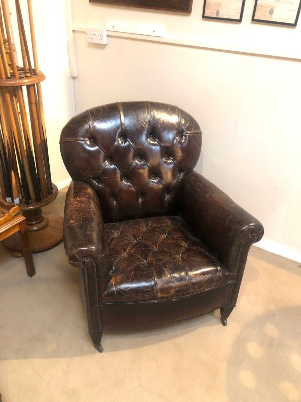 Pair Of Edwardian Antique Leather Club Chairs photo for sale