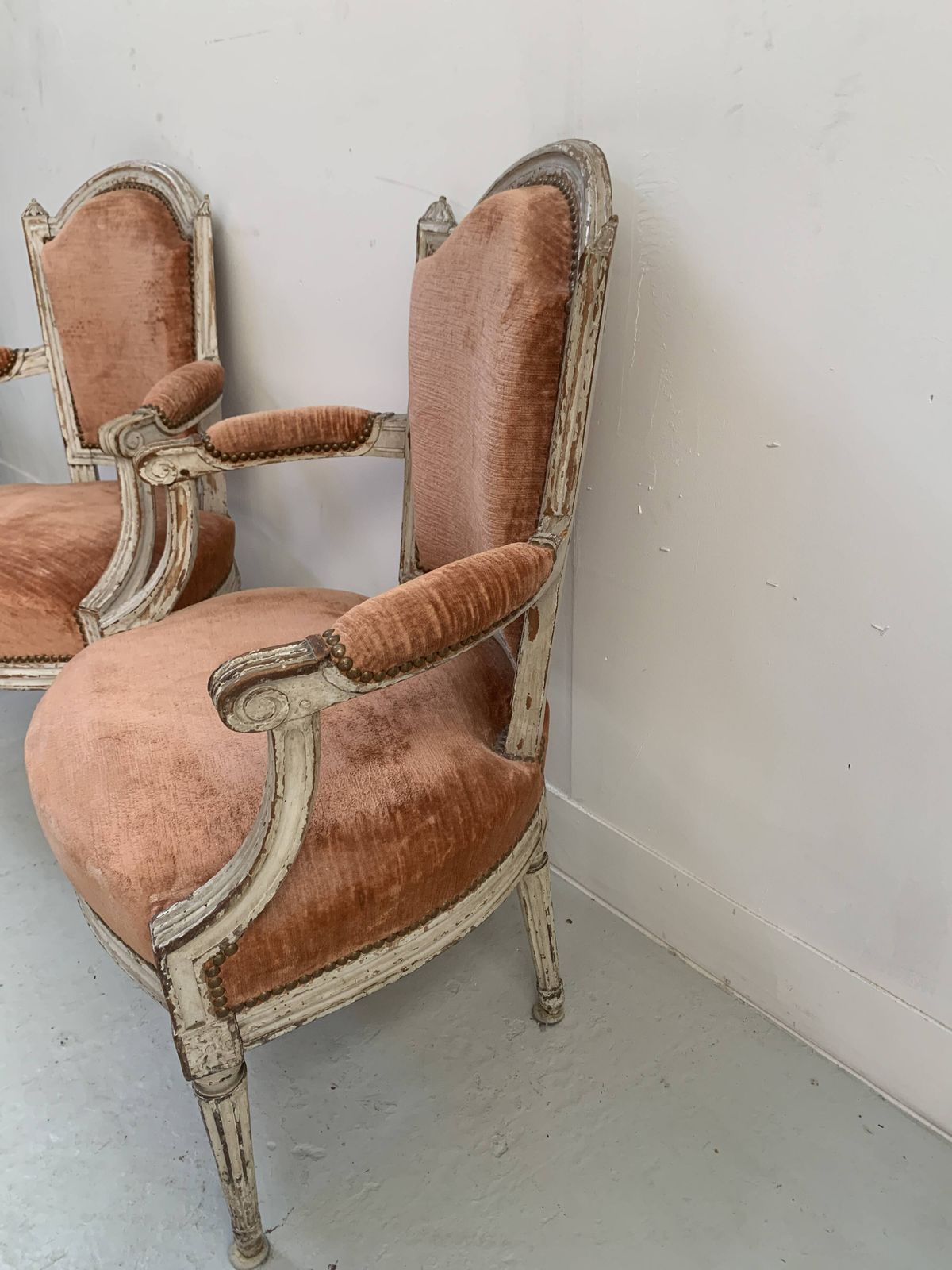 Pair Of Louis XVI Style Armchairs In Patinated Beech, 19th Century photo 950.63