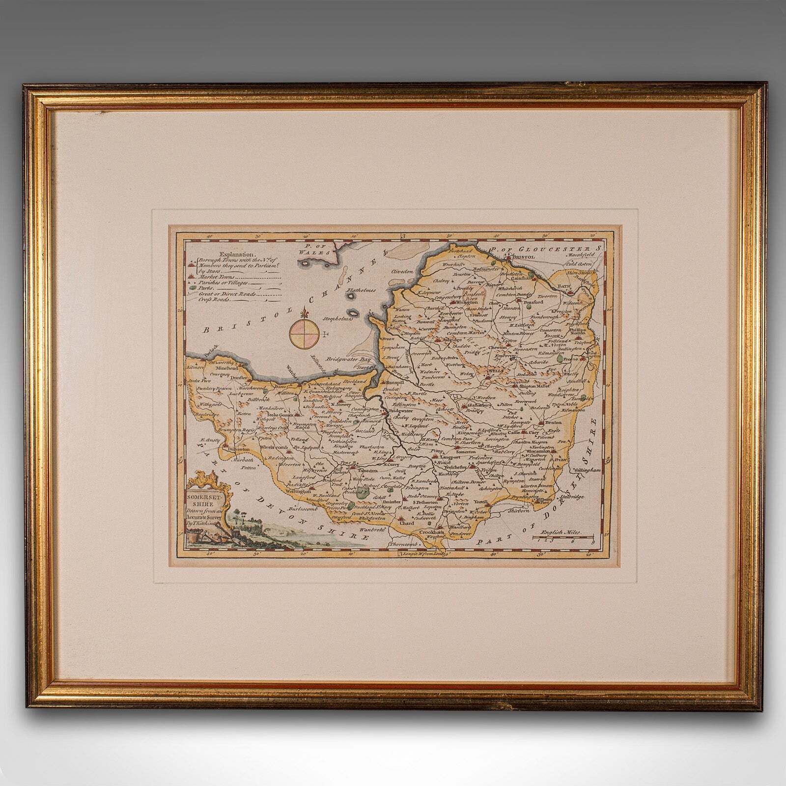 Antique Somerset Map, Thomas Kitchin, English, Cartographic Reference, Georgian photo furniture