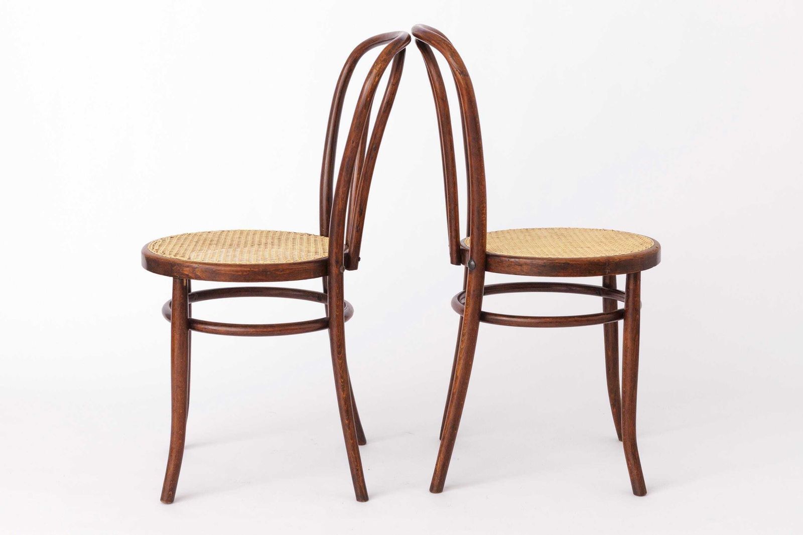 Set Of 2 Vintage Bentwood Chairs – 1950s 1960s, Beech Wood, New Viennese Weaving, Mid Century Dining Chairs photo furniture