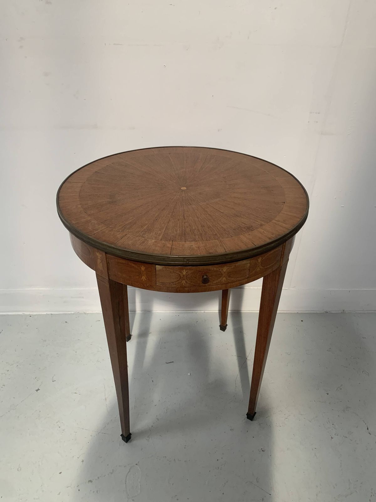 Round Louis XVI Style Pedestal Table In Marquetry Wood, 20th Century photo buy
