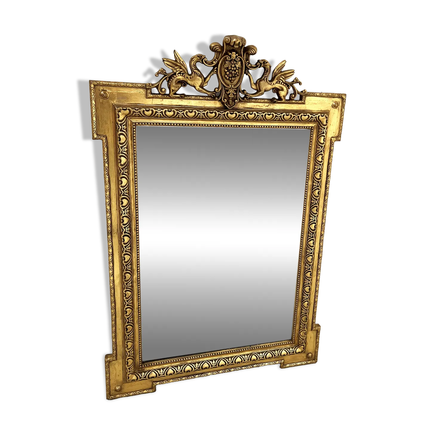 Louis XVI Style Mirror In Wood And Gilded Stucco, 19th Century