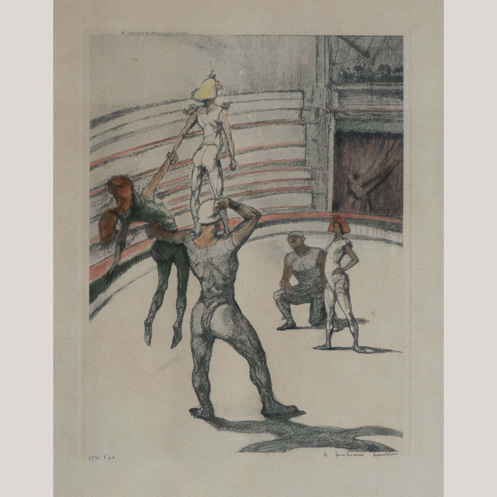 La Chapiteau – Acrobats After Toulouse Lautrec   Vintage Circus Lithograph photo 549.0