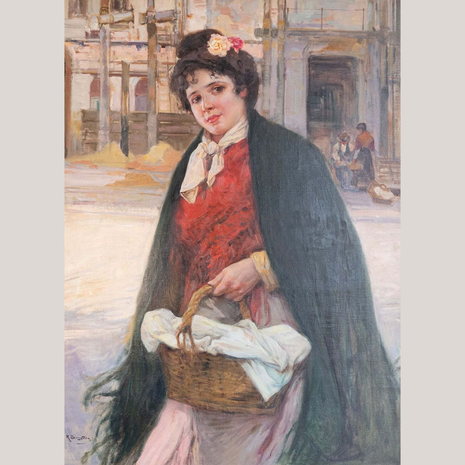 De Bloemenverkoopster – Olieverfschilderij, 19e Eeuw   Ricardo Brugada Y Panizo (1867–1919)