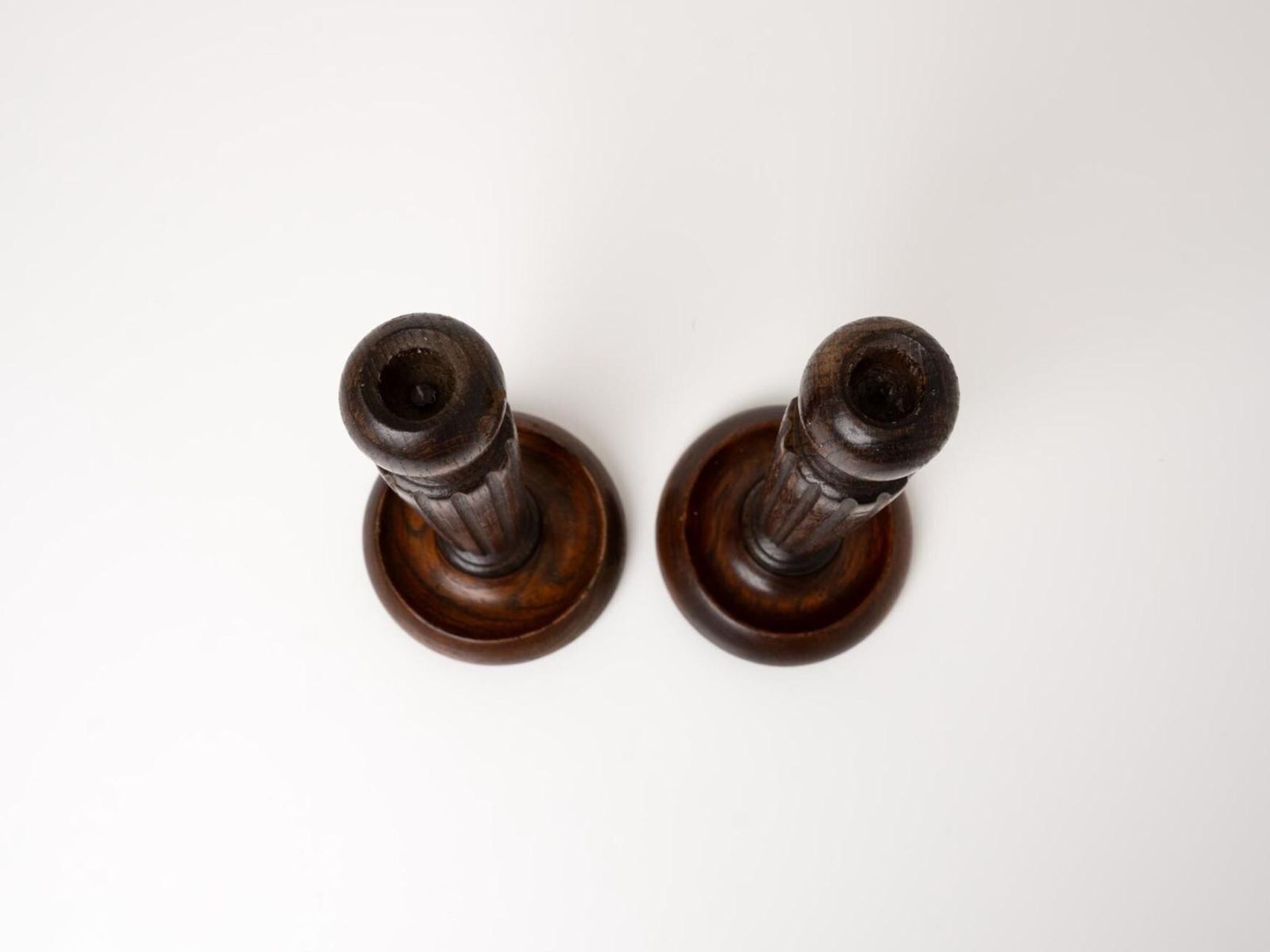 1930s Wood Collumn Candlesticks | Vintage Wood Candlesticks | Candle Holders Pair photo Home Decor